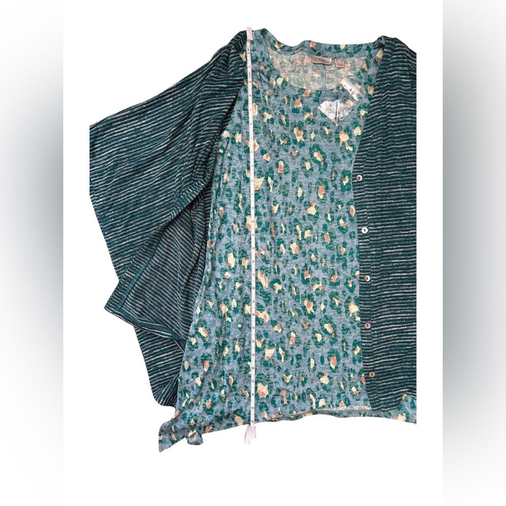 LOGO Lori Goldstein Layered Tunic Set Boho Lagenlook Asymmetrical Teal- S/M - Picture 6 of 10